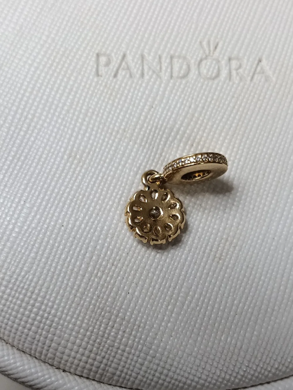 Pandora 14k Solid Gold And CZ Embellished Floral Charm/Pendant